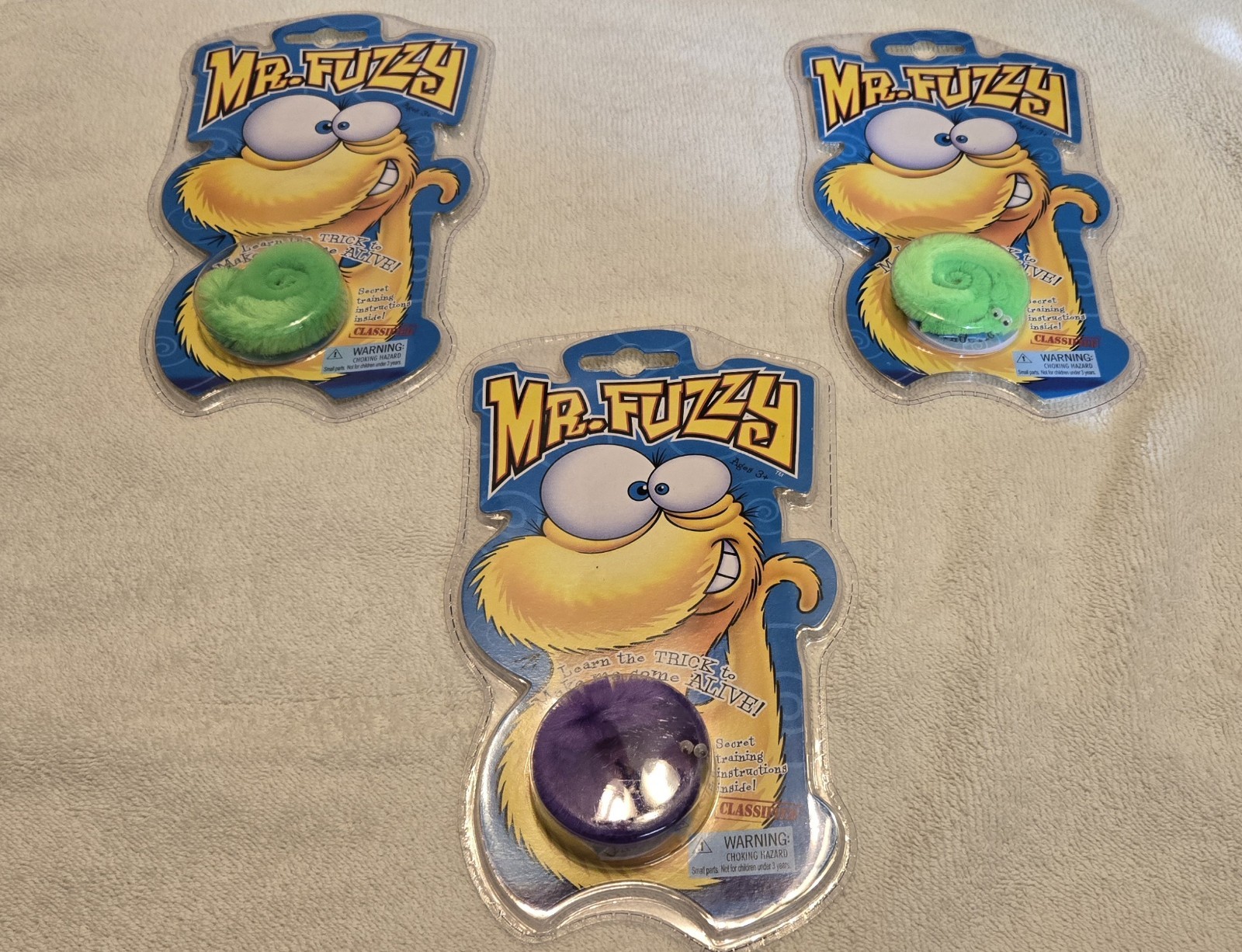 2008 Original Mr. Fuzzy Magic Trick Fuzzy Worm Lot of 3 Make Them Come Alive!