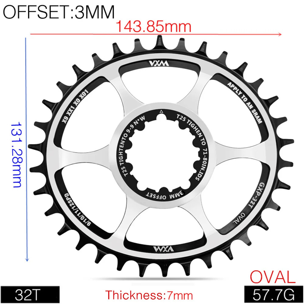 MTB Bicycle Oval Round Chainring 3/6mm Offset Direct Mount Star Ring 32T 34T 36T