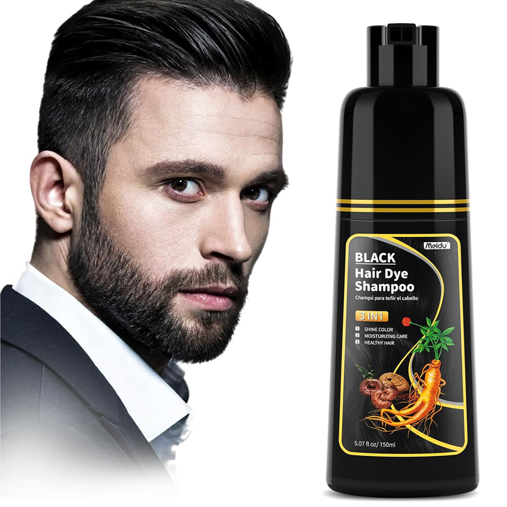 Champu Para Tenir El Cabello Negro Tinte De Canas Barba Bigote Pelo Gris Hombres