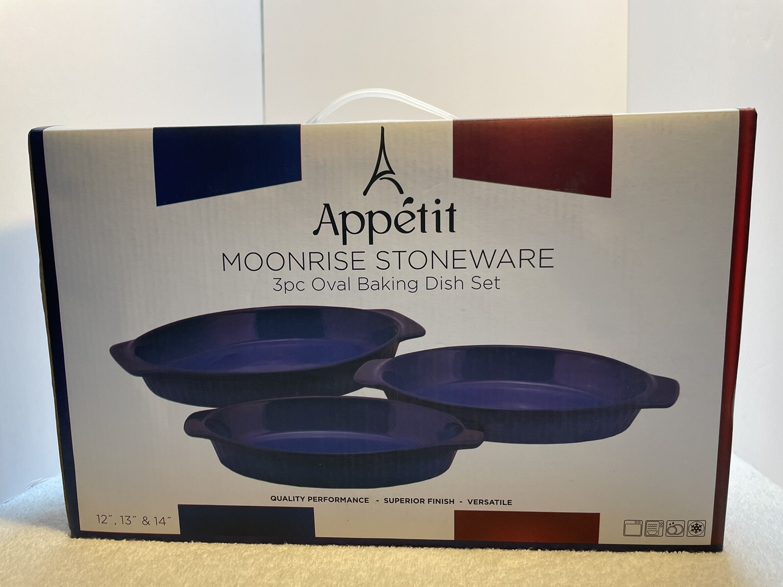 New Appetit Moonrise Stoneware 3-Piece Oval Baking Dish Set