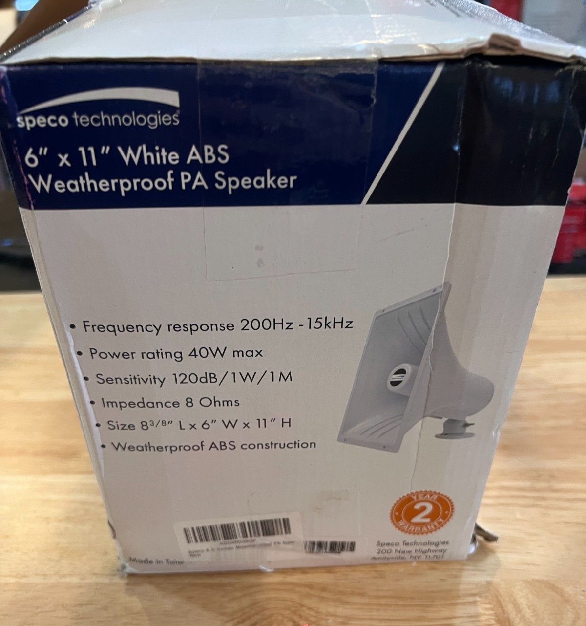 Speco SPC-40RP 6.5" Weatherproof PA Speaker 40W 8 Ohm White Open Box