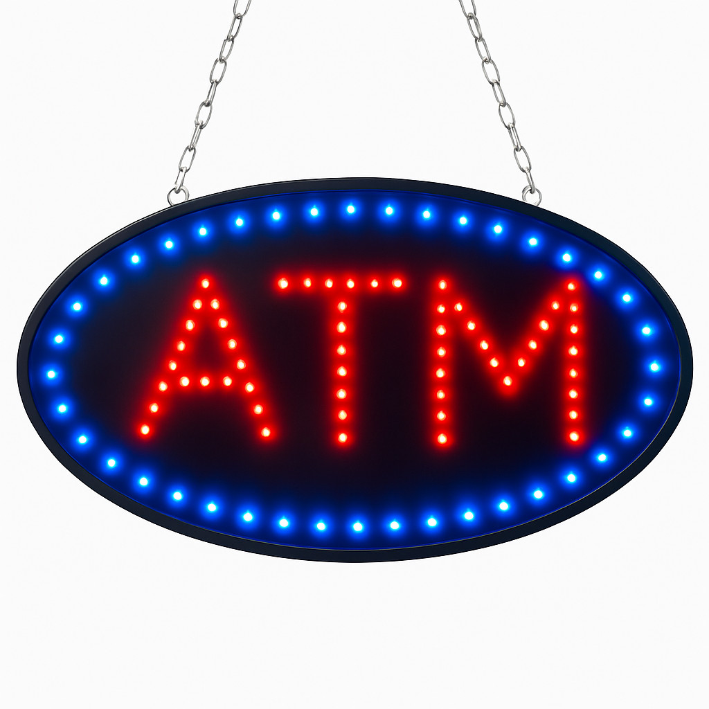 Ultra Bright ATM LED Sign, Energy Efficient Window Display Light, 19x10 S86