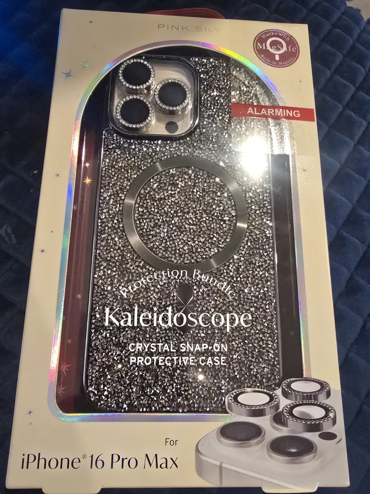 Gray crystal Apple iPhone 16 Pro Max VIRAL ✨phone case kaleidoscope glitter NEW