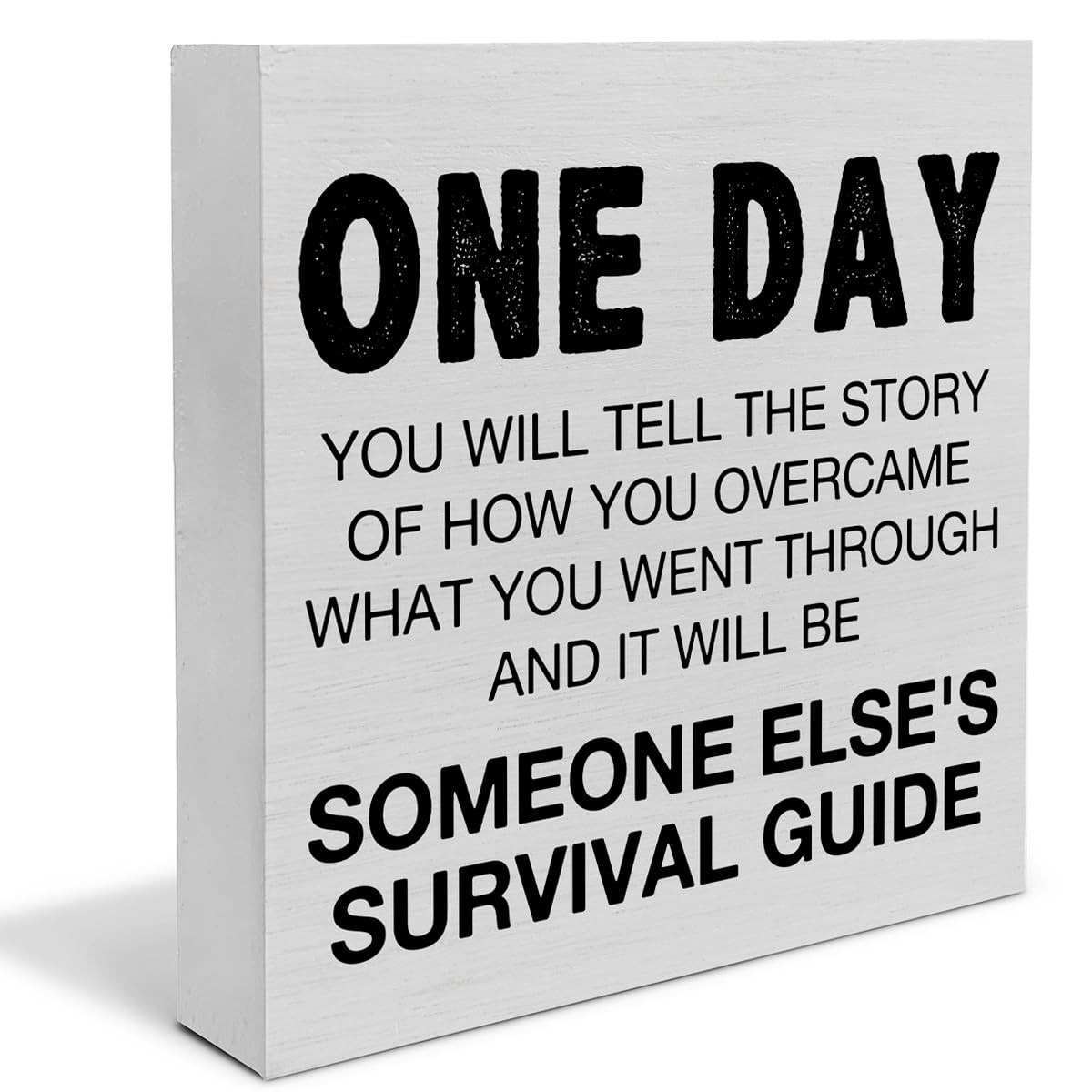 Inspirational Quote Wooden Box Sign Desk Decor, 5 X 5 Inches, Survival Guide