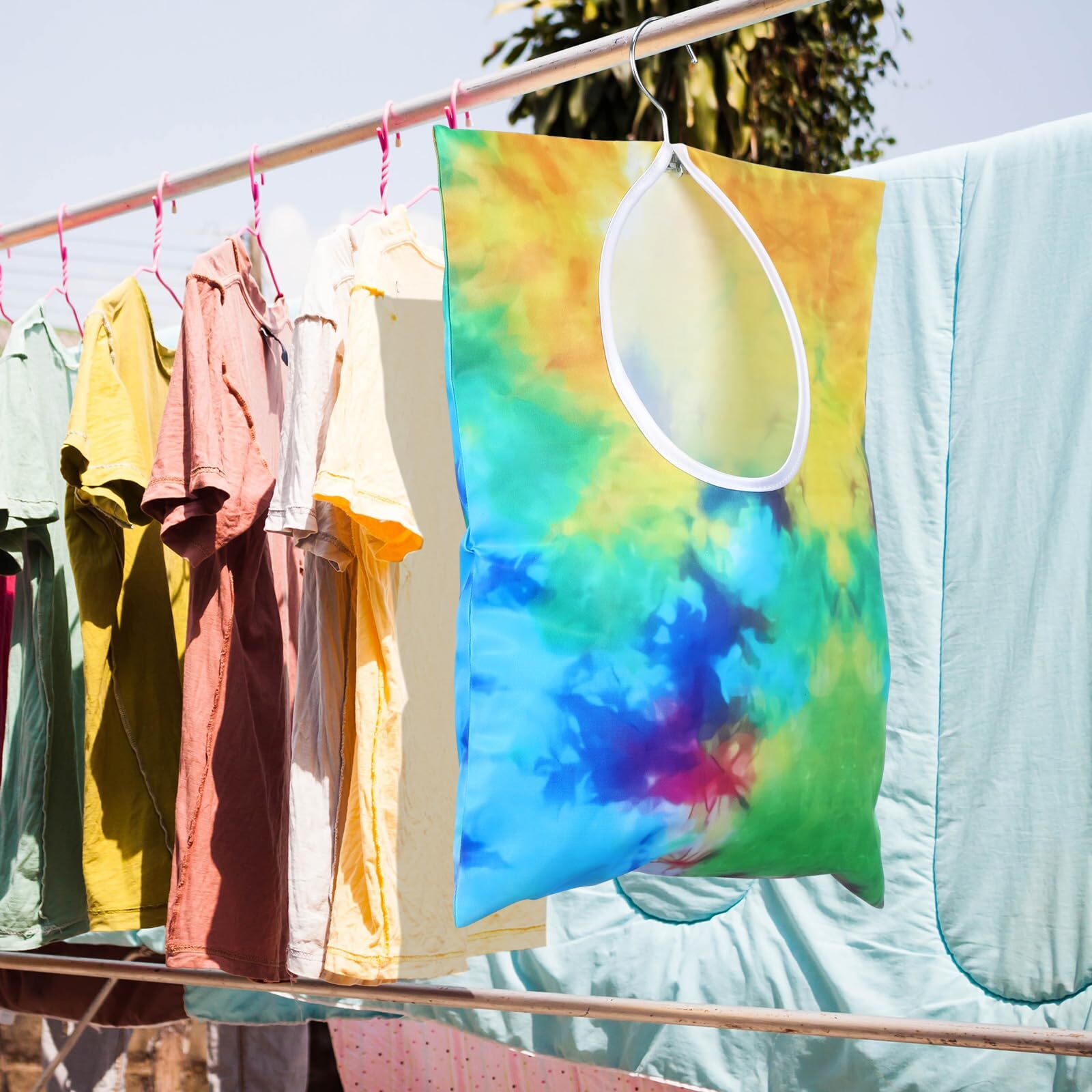 2 Pcs Clothespin Bag with Hanging Hook 15 x11" Summer Laundry Clothes Pin