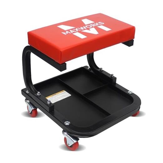 Mechanics Roller Seat, 250 LBS Capacity Padded Rolling Rolling Seat Creeper