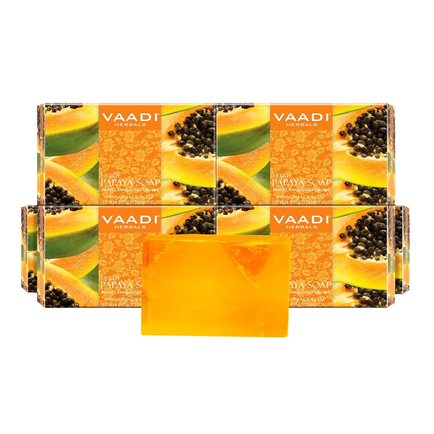 Vaadi Herbals Fresh Papaya Soap 75 gm –  (Pack of 6) – Natural Skin Brightening