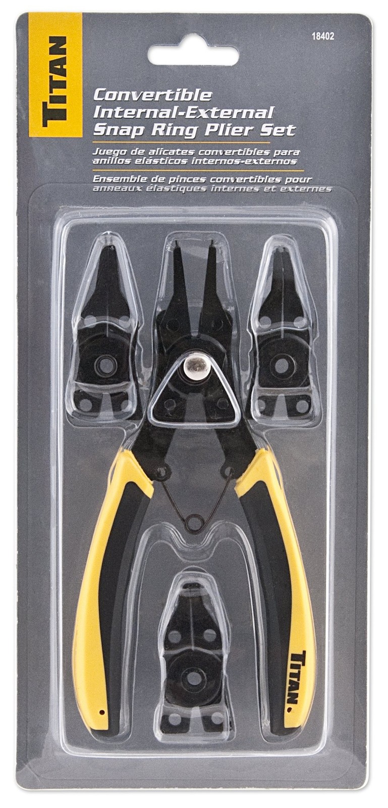 Titan 18402 4-In-1 Combination Internal/External Snap Ring Plier Set