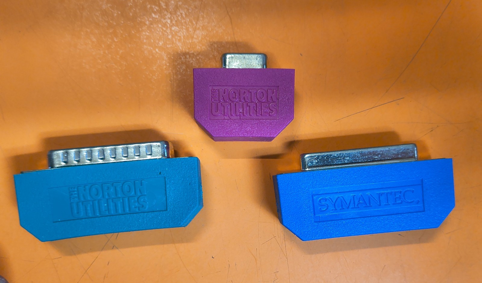 RARE Vintage Symantec Norton Utilities Serial Port Dongles / Port Covers (?)