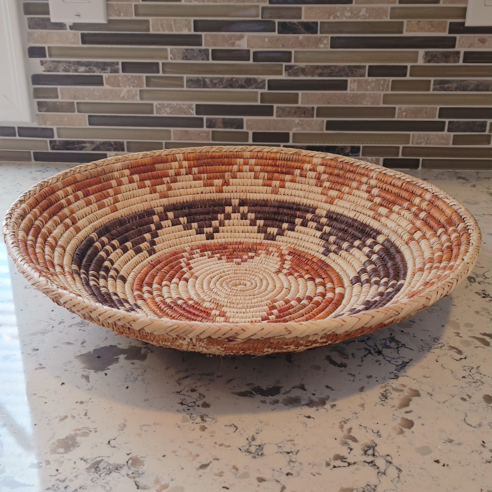 Hand Woven Basket Bowl Star Pattern 14.5"