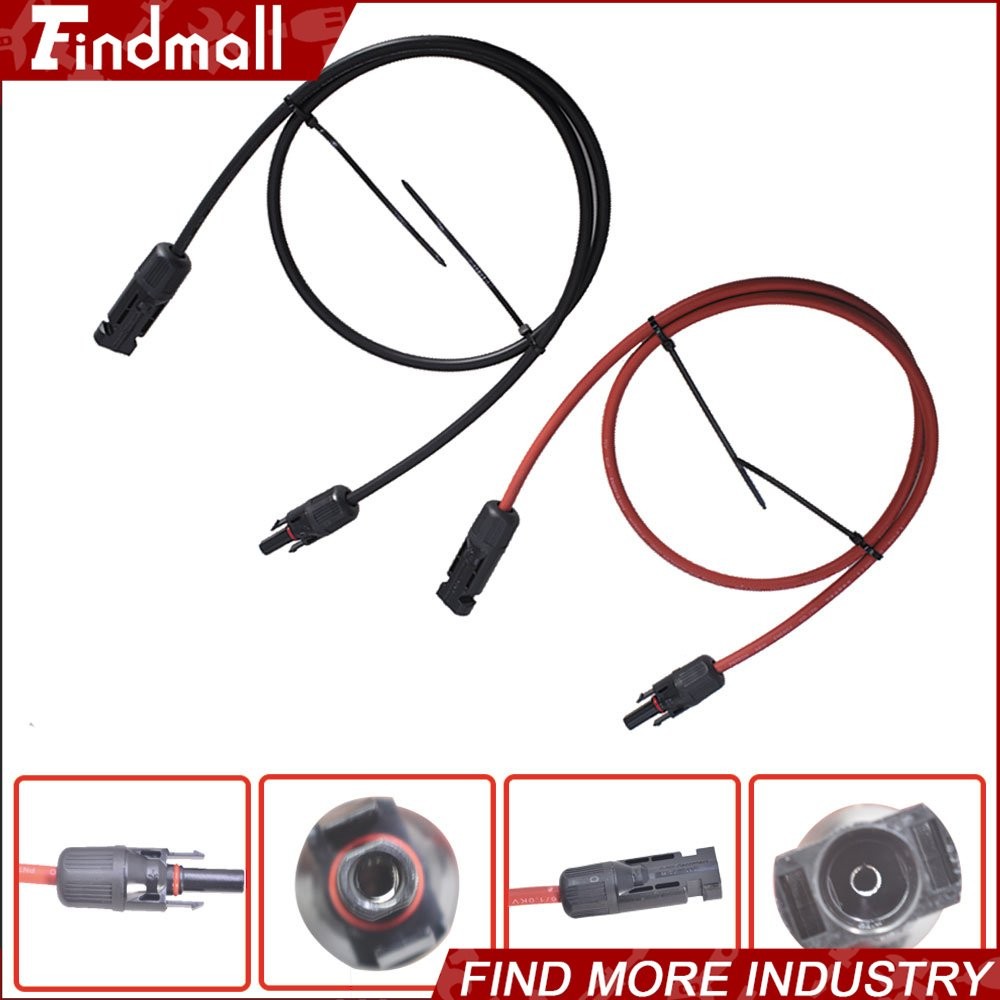 Findmall 1 Pair 15FT Durable Solar Panel Extension Cable Wire Connector 12AWG