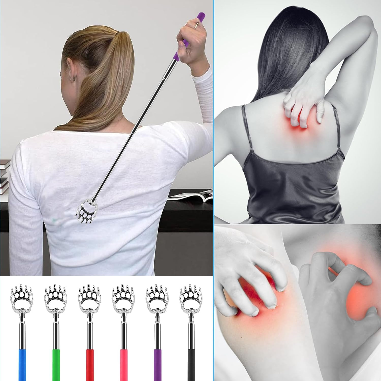 12 Pack Extendable Bear Claw Back Scratcher Bulk, Stocking Stuffers for Men Wome