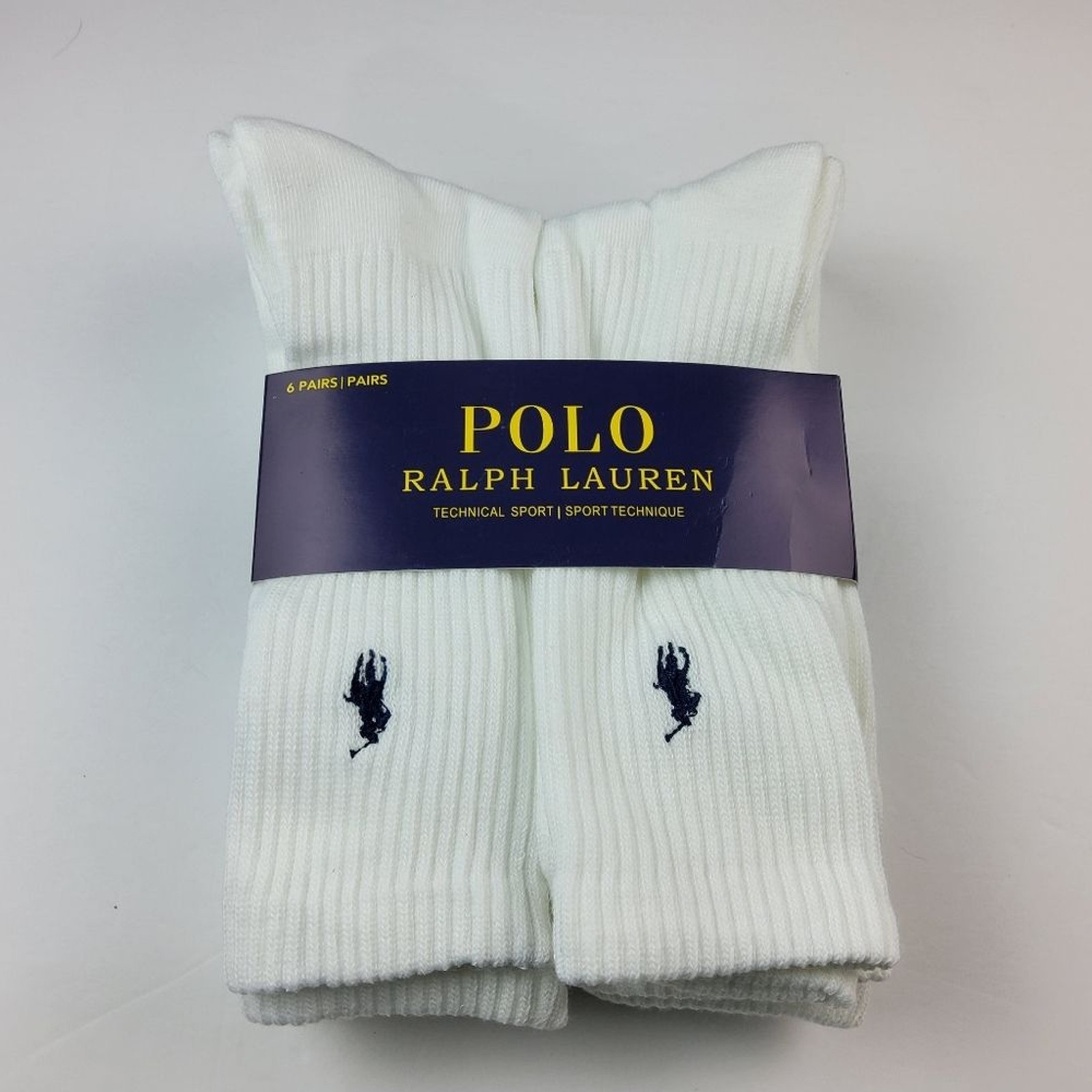 Polo Ralph Lauren Men's 6pk Crew Socks White Size 10-13