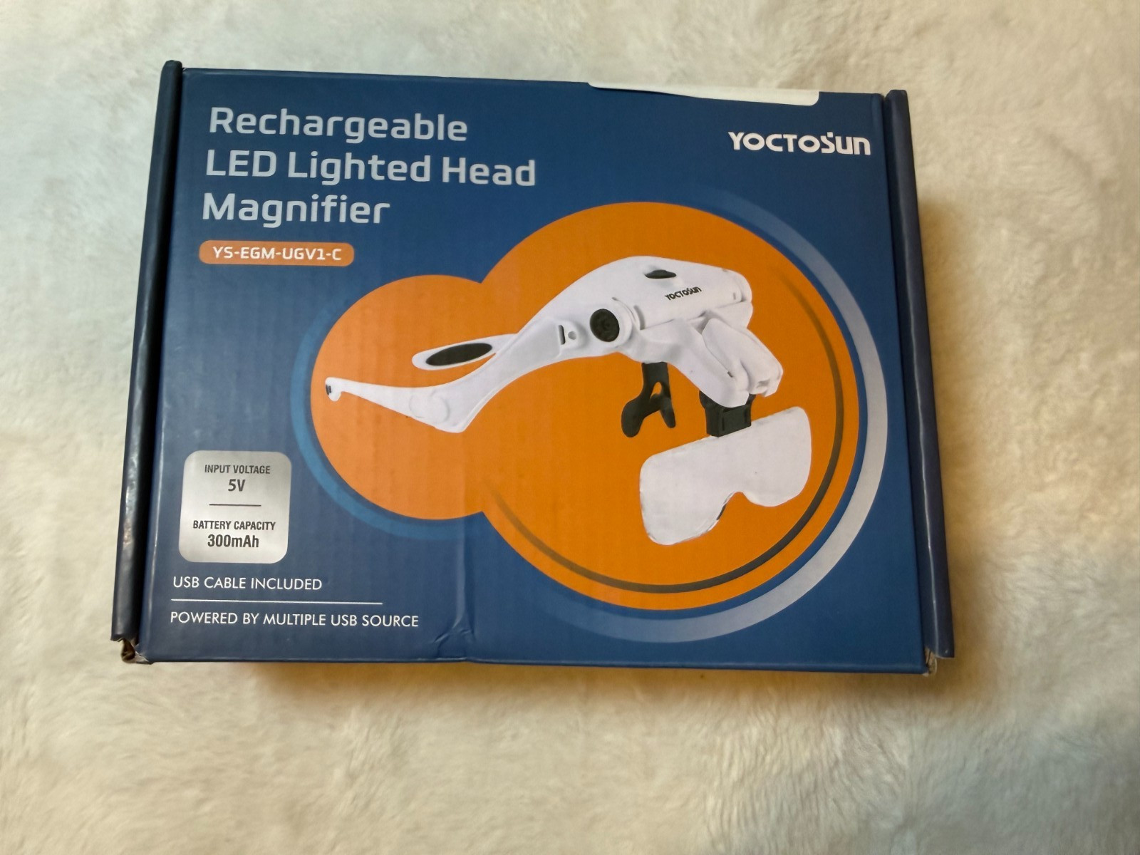 YOCTOSUN Rechargeable LED Lighted Head Magnifier Visor YS-EGM-UGV1-C