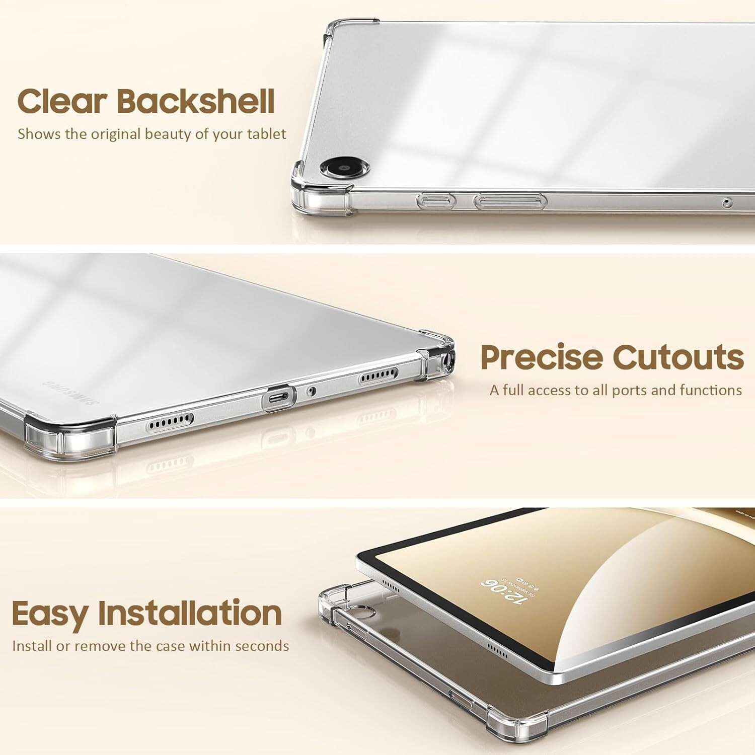 For Samsung Galaxy Tab A9 Plus Tablet Clear Case Soft TPU Cover Screen Protector