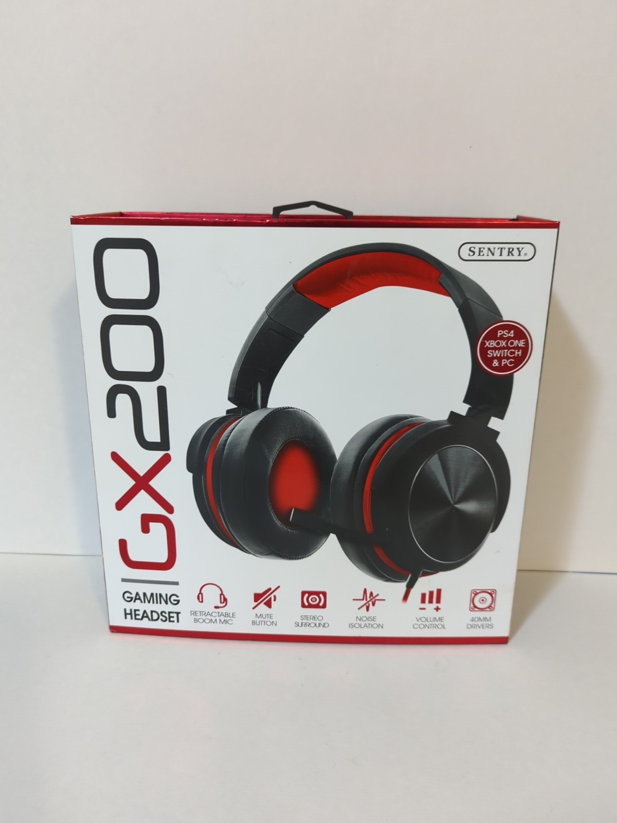 New Sentry GX200 Black & Red Wired Gaming Headset, Sealed and Unopened