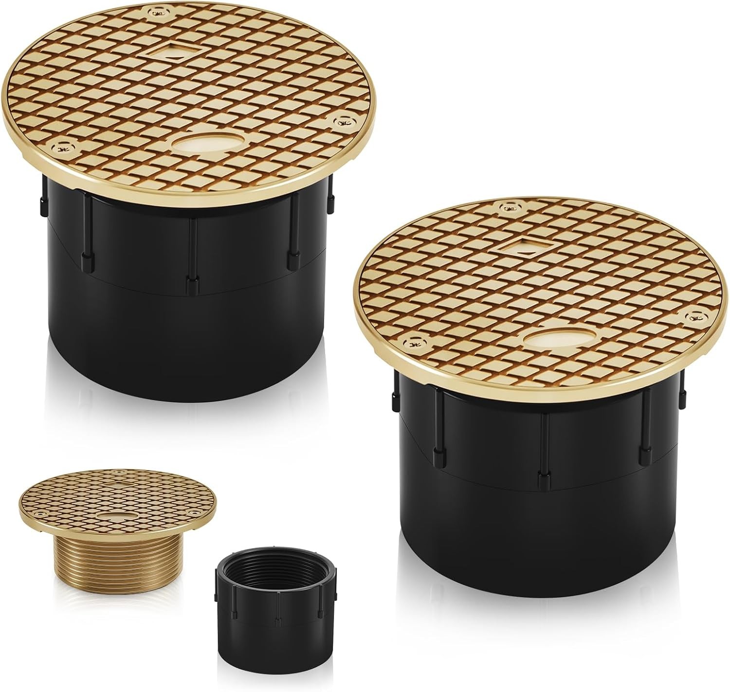 2 Pcs Adjustable Floor Cleanout, 3-Inch ABS Wheel Connection Height-Adjustable,
