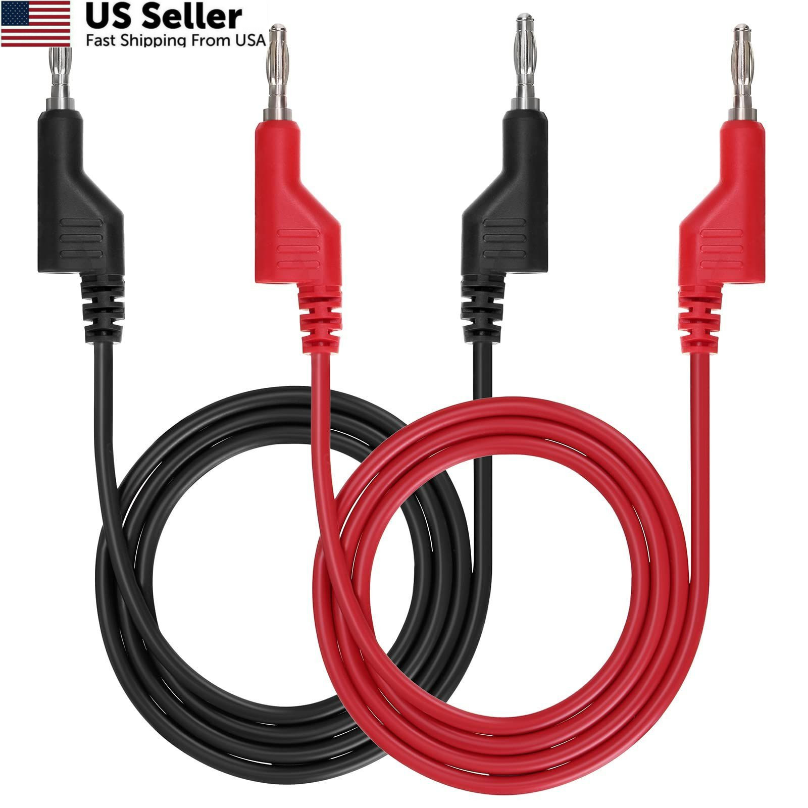 Sumnacon 2 Pcs 4mm Banana to Plug Test Leads for 1 m, black /