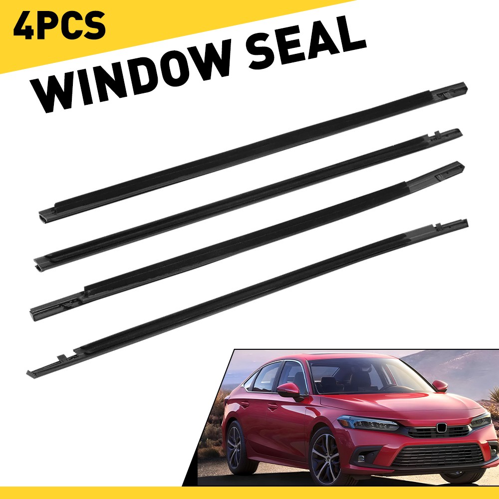For 2016-2021 Honda Civic Sedan 4pcs Weatherstrip Window Moulding Trim Seal Belt