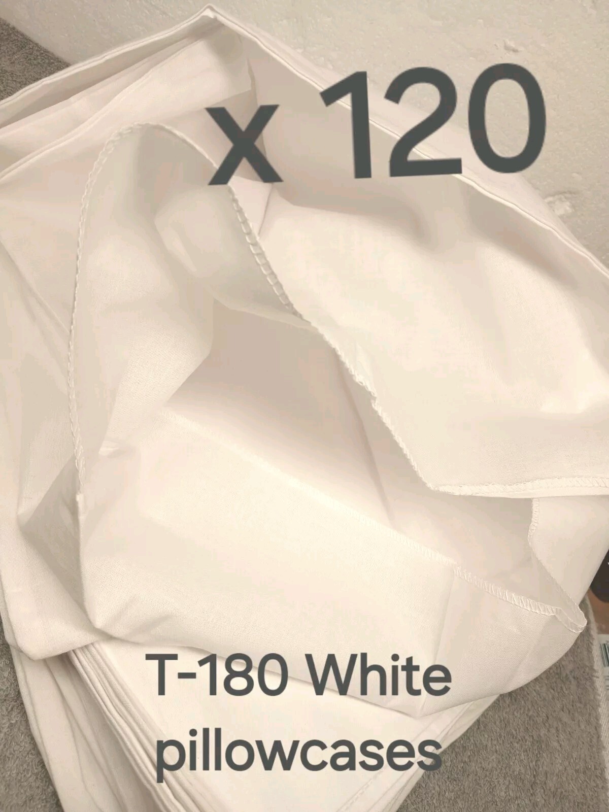 120 PACK Pillowcases, Std 20x30 T-180 Percale Envelope Style  White 2015Q New