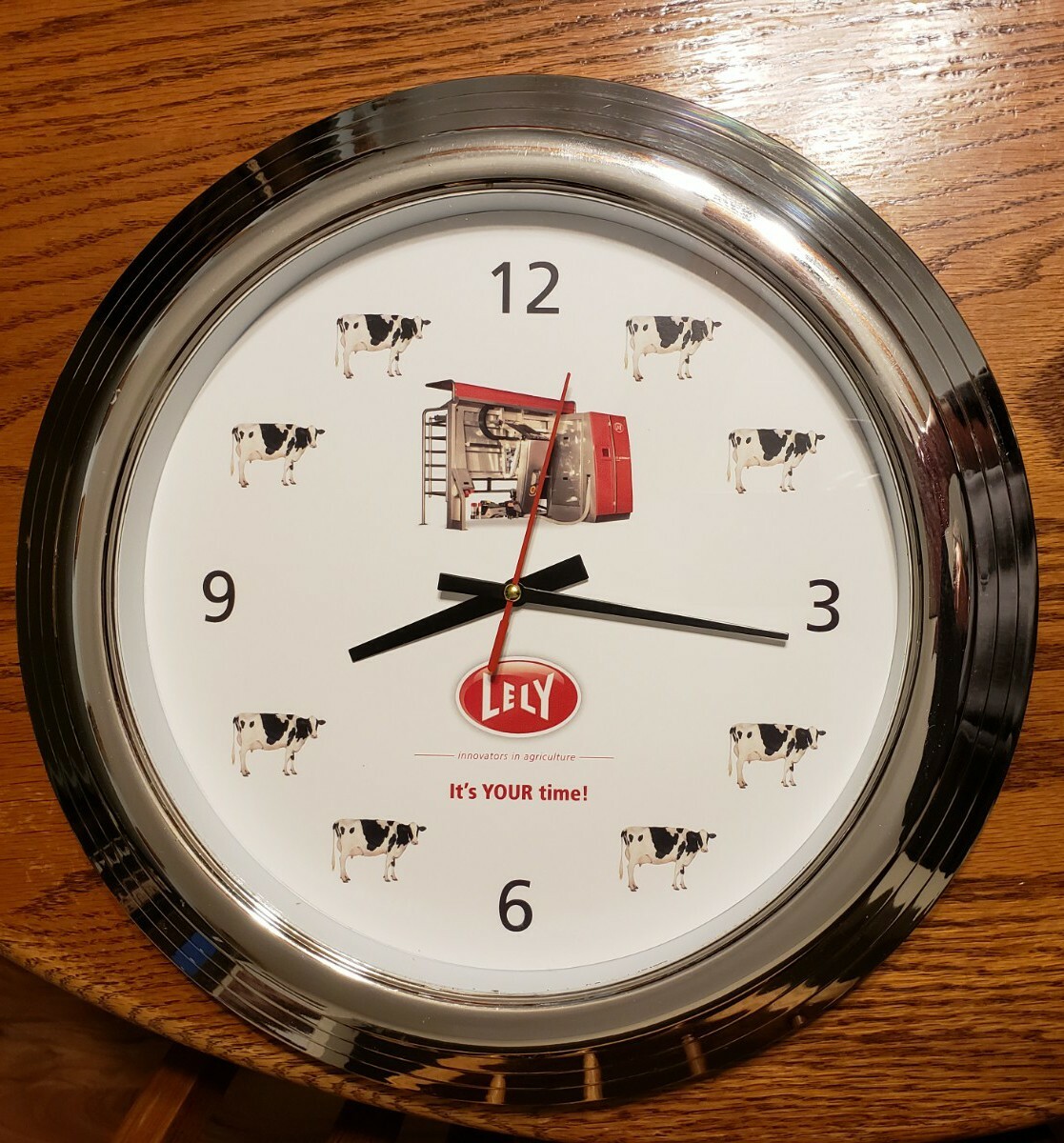LELY INNOVATORS IN AGRICULTURE  IT'S YOUR TIME!  WALL CLOCK  14'' DIAMETER