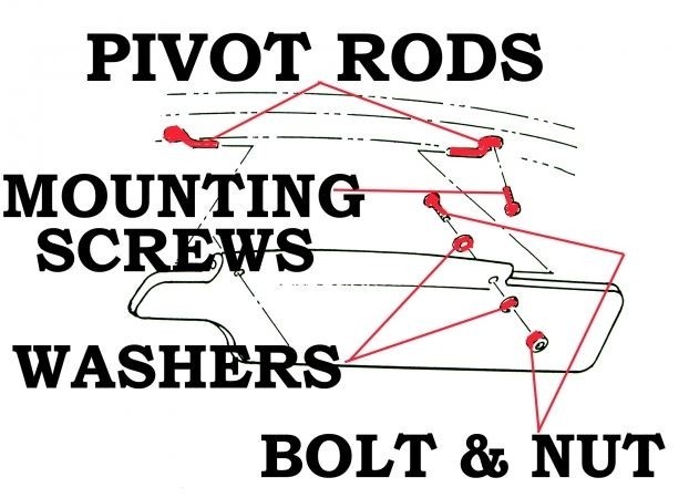 1959-1967 Corvette Sun Visors Mounting Hardware Kit