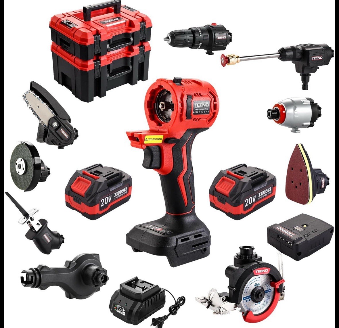 20V Cordless Power Tool Set TEENO 9 In 1 Brushless 2x4Ah