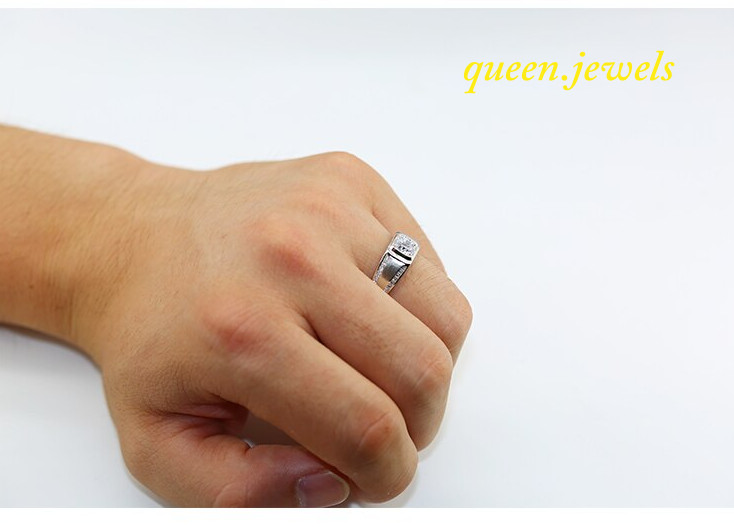 14K White Gold Over Men's Engagement Ring 1.54CT Round Cut Lab Created Diamond