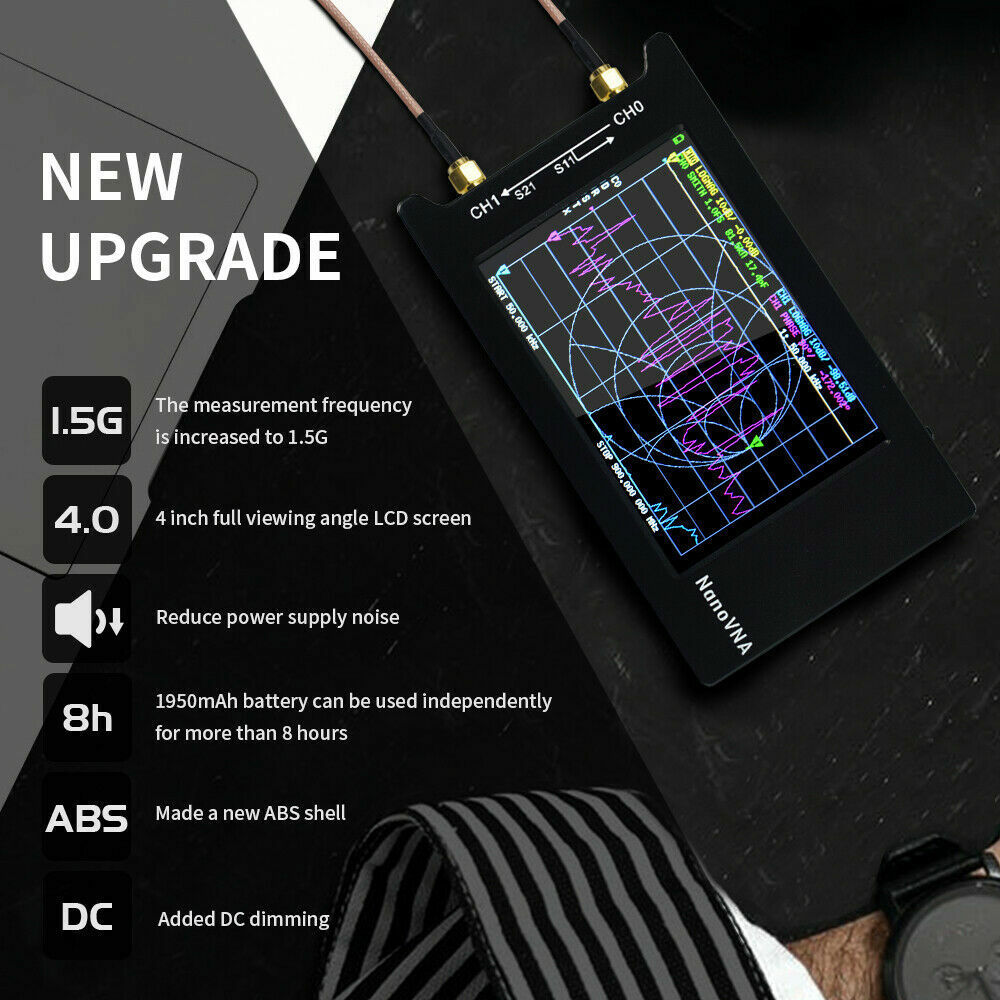 Tiny Antenna Analyzer USB 4'' LCD Touch Screen w/1950mAh Battery 50KHz-1.5GHz