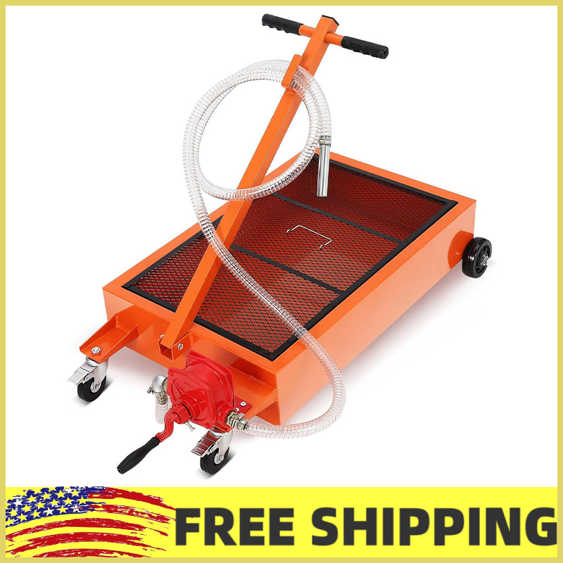 ✨17 Gallon Oil Drain Pan ,Low Profile Oil Drain Pan w/Pump and Wheels Car Truck