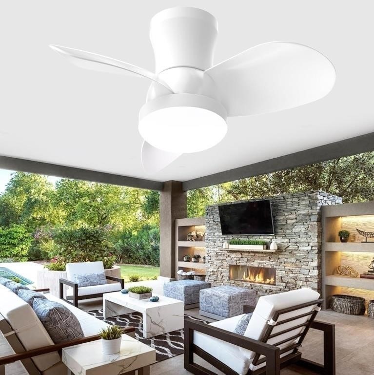 22in Ceiling Fan with LED Light Large Air Volume Remote Control for Dining Room