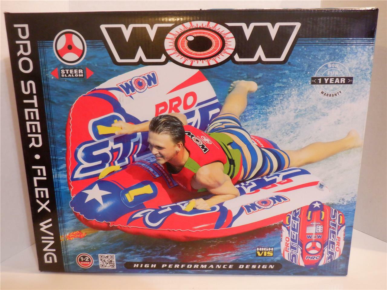 WOW Pro Steer Flex Pro Wing Inflatable Towable Tube Float 1-2 Rider Person Water