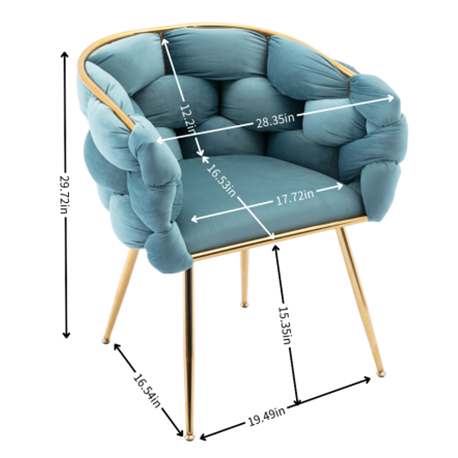 Modern Velvet Leisure Chair Single Sofa for Bedroom Dresser Stool Blue
