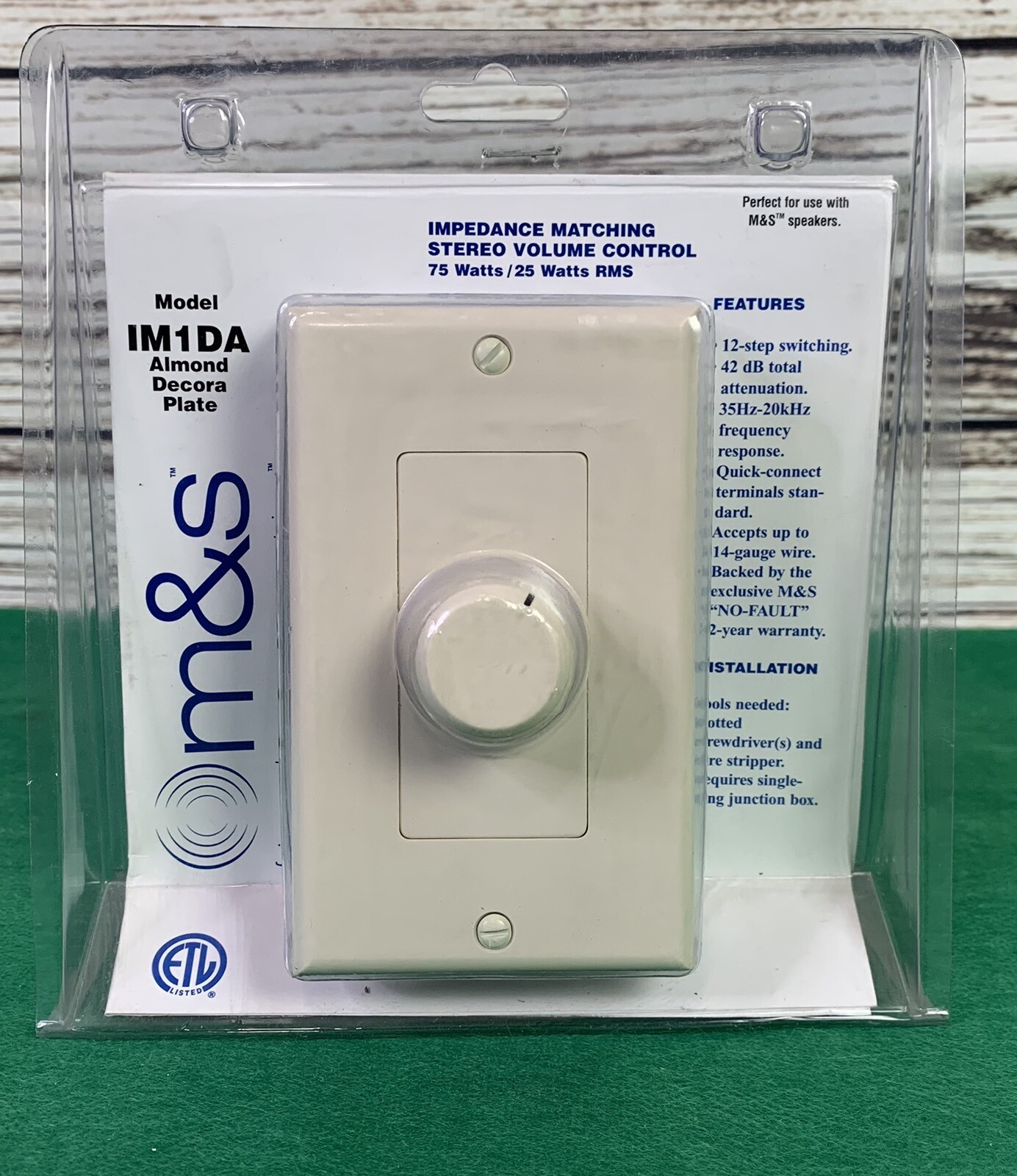 M&S IM1DA  Almond Decora Plate,  Stereo Volume Control, 75 watts, 25 watts RMS