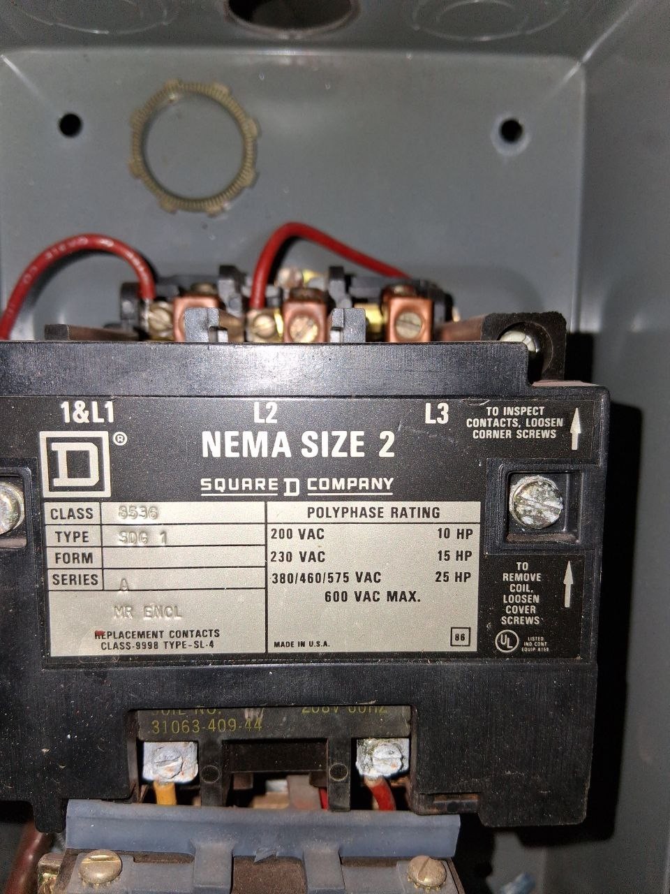 Square D 8586 Size 2 Motor Starter 600 Volt