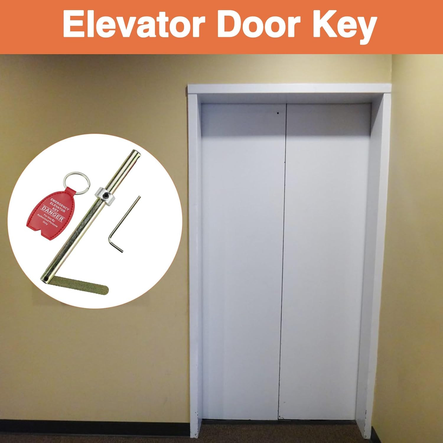 Universal Elevator Drop Key Set with Large Tag Ring - 2-Pack