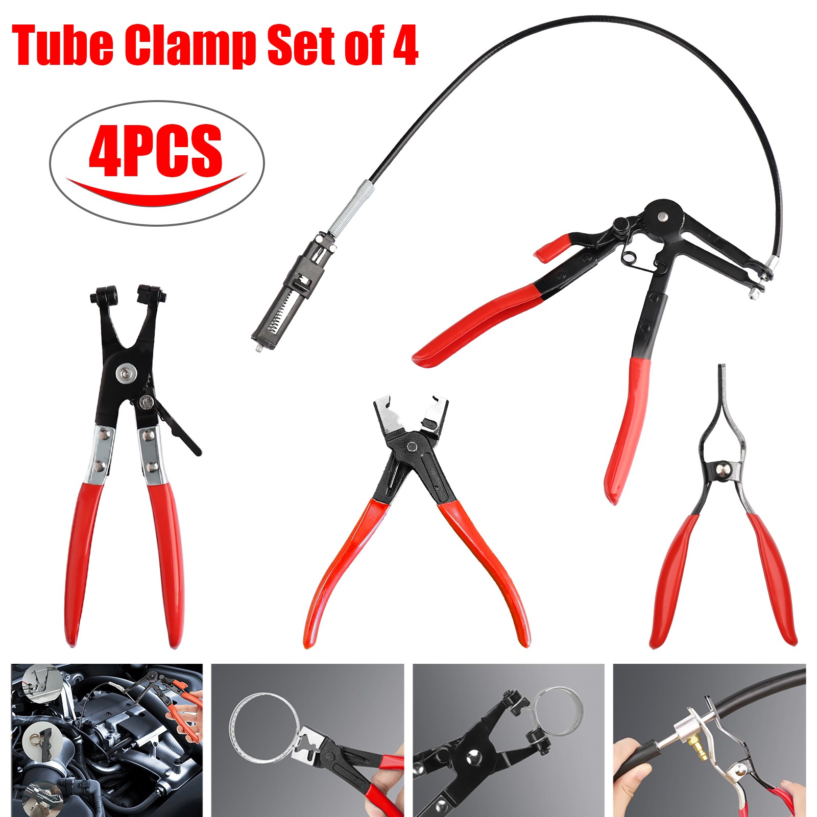 4/5PCS Hose Clamp Pliers Spring Clamp Pliers Self-Tightening Clamps Remover Tool