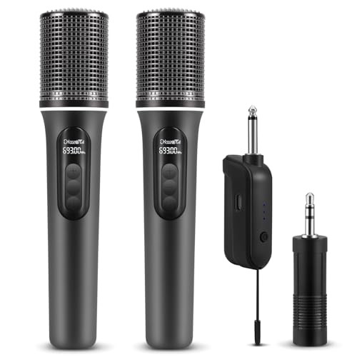 Wireless Microphones, 5-level Volume Adjustment, Dual Handheld Dynamic Mic