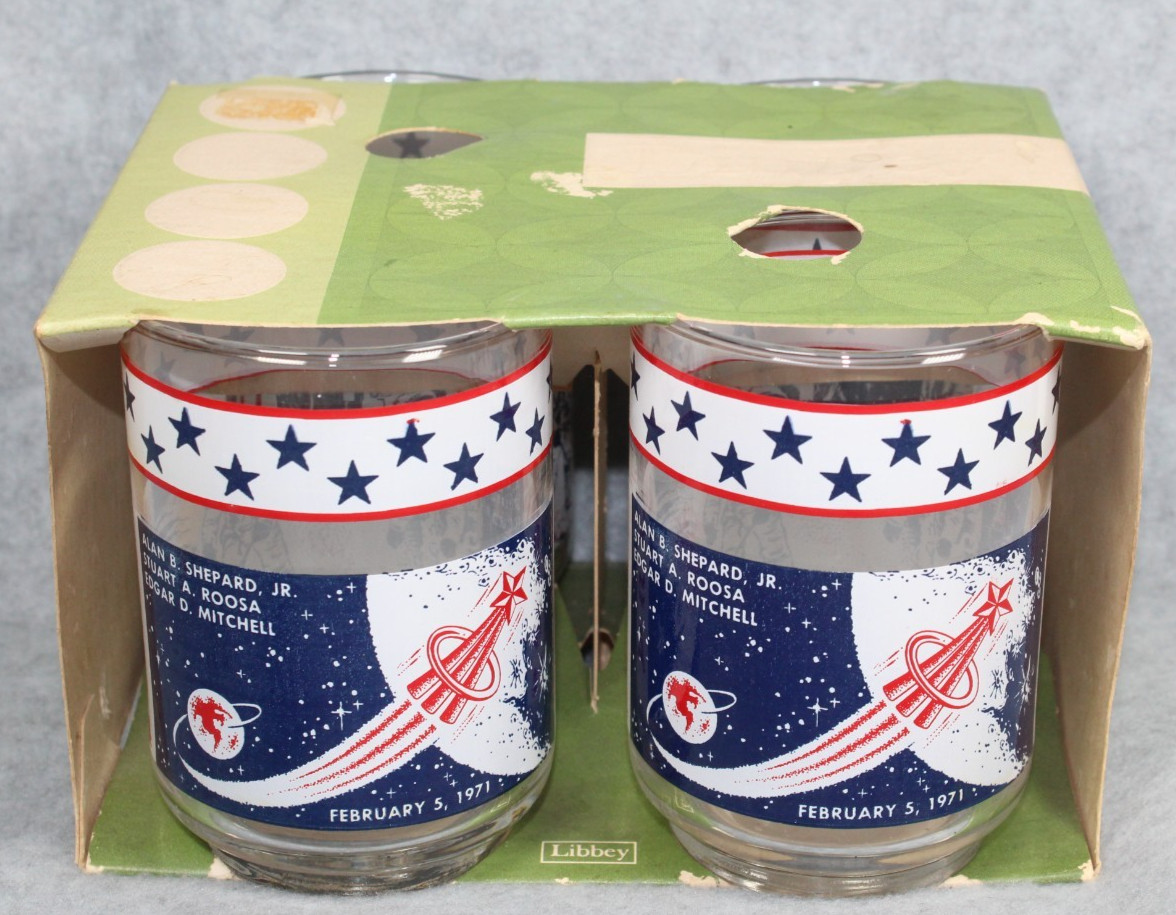 Libbey APOLLO 14 Glass 11 oz VTG Shepard Roosa Mitchel Nasa Moon Landing