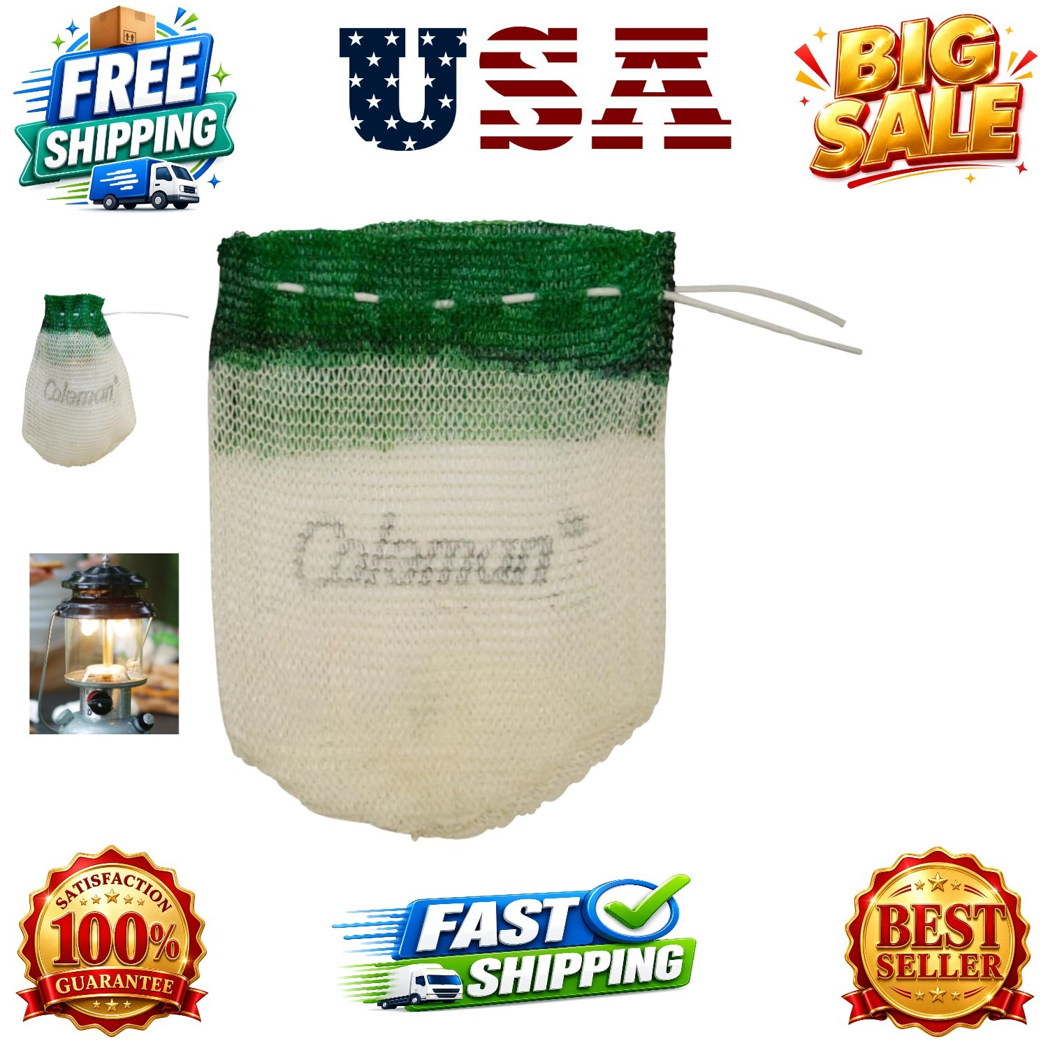 4-Pack String Tie Lantern Mantles, Four Lantern Mantles for Fueled Lighting