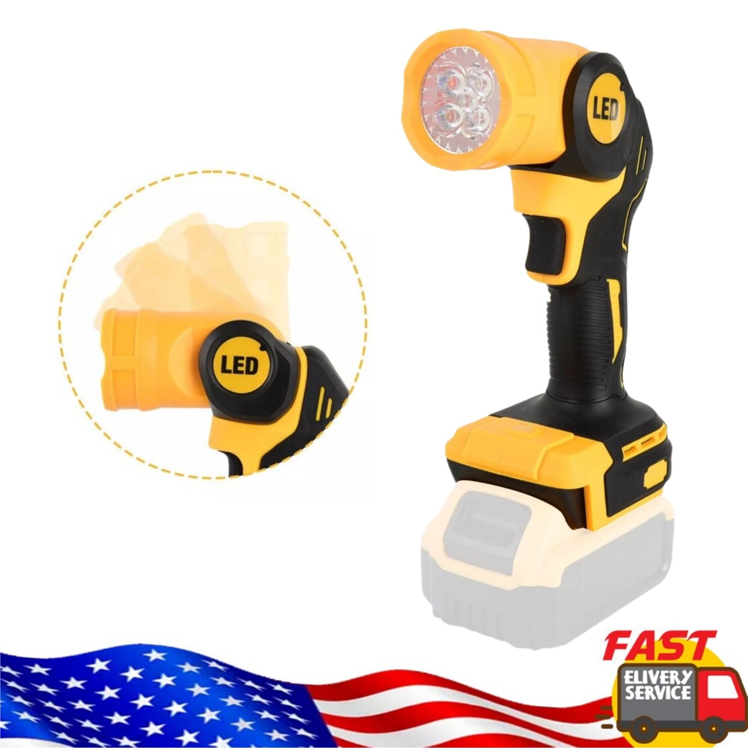 Cordless LED Work Light, Compatible with DeWalt 20V Max Battery Flashlight New