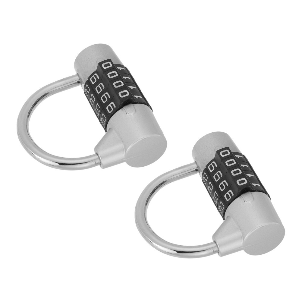 2Pcs Lightweight Keyless 4 Digit Locker Lock with Durable Metal Case Silver