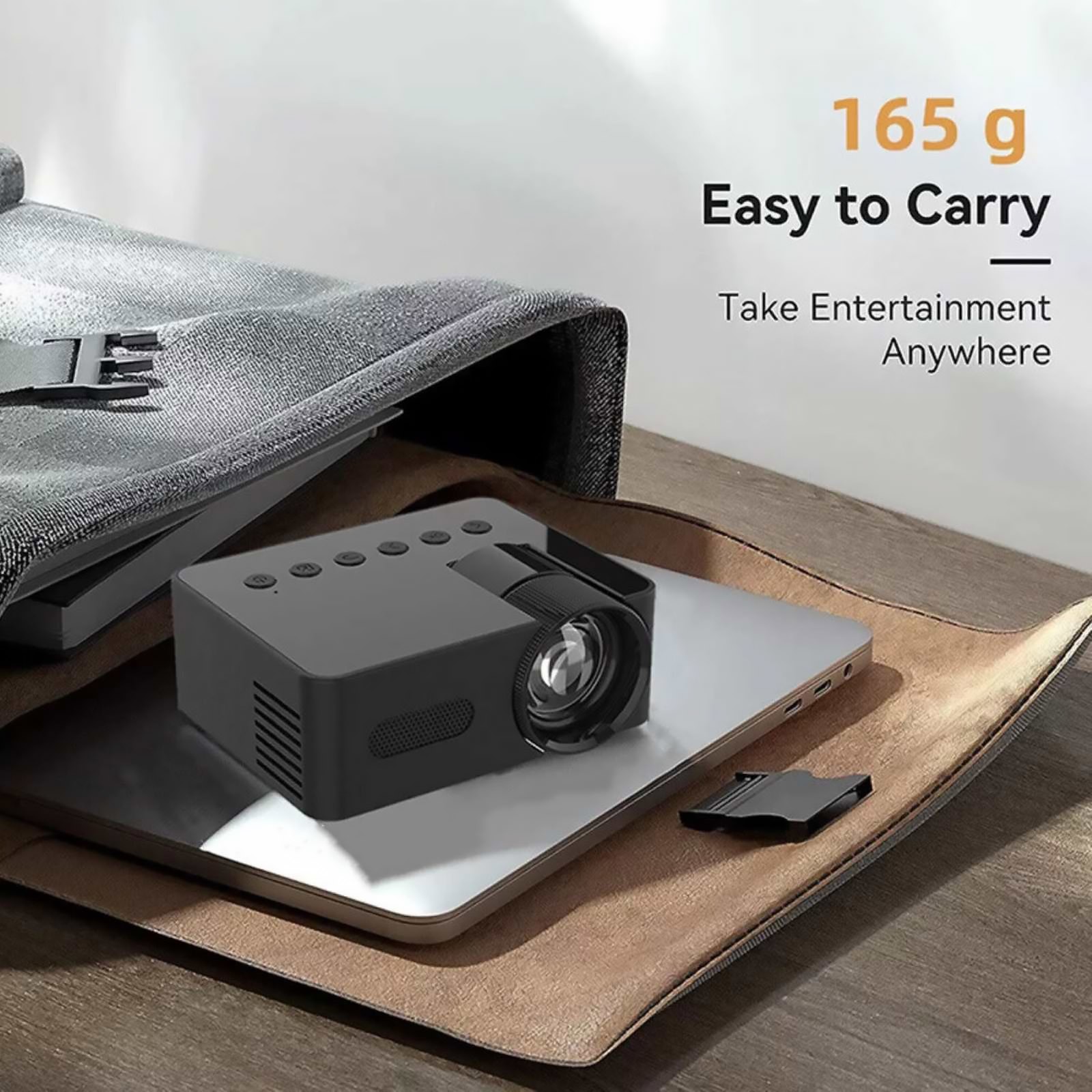 1set 1080P HD Mini Portable Projector AUX/USB/Type-C Multi-devices Compatibility