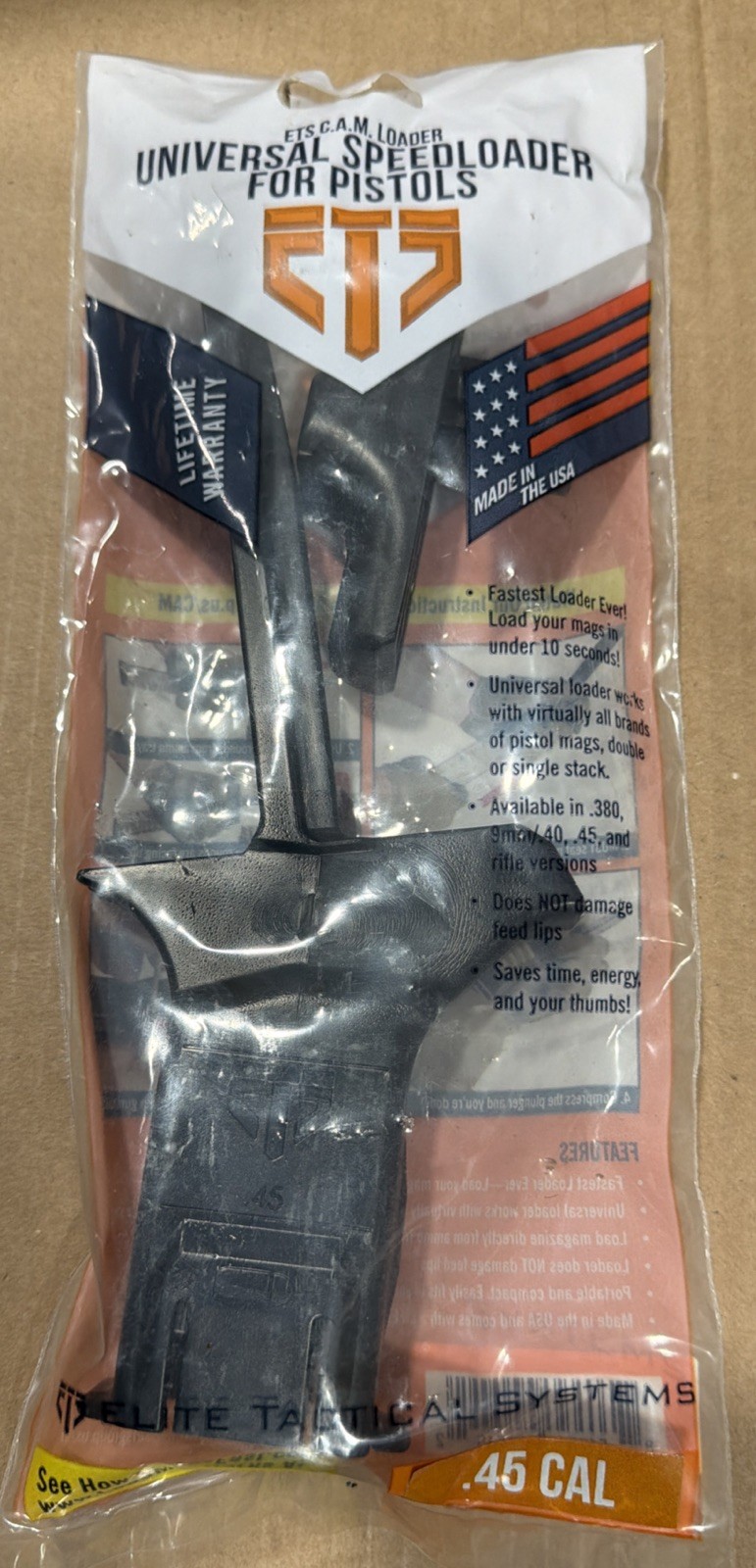 ETS Elite Tactical Systems Universal Speedloader Loader 9MM/.45 Cal New