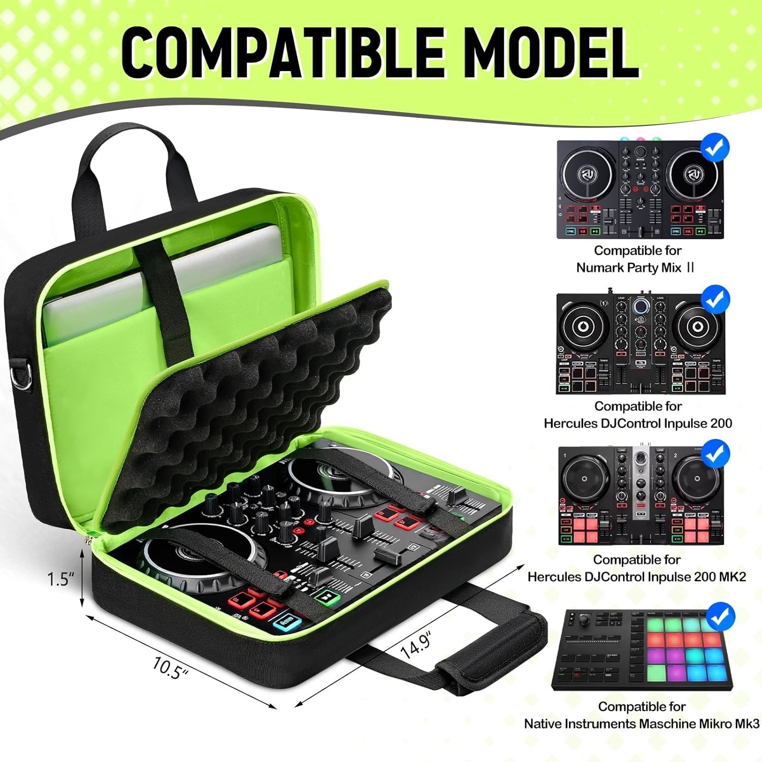 Stylish DJ Controller Bag with Solid Pattern and Organized Storage Compartments