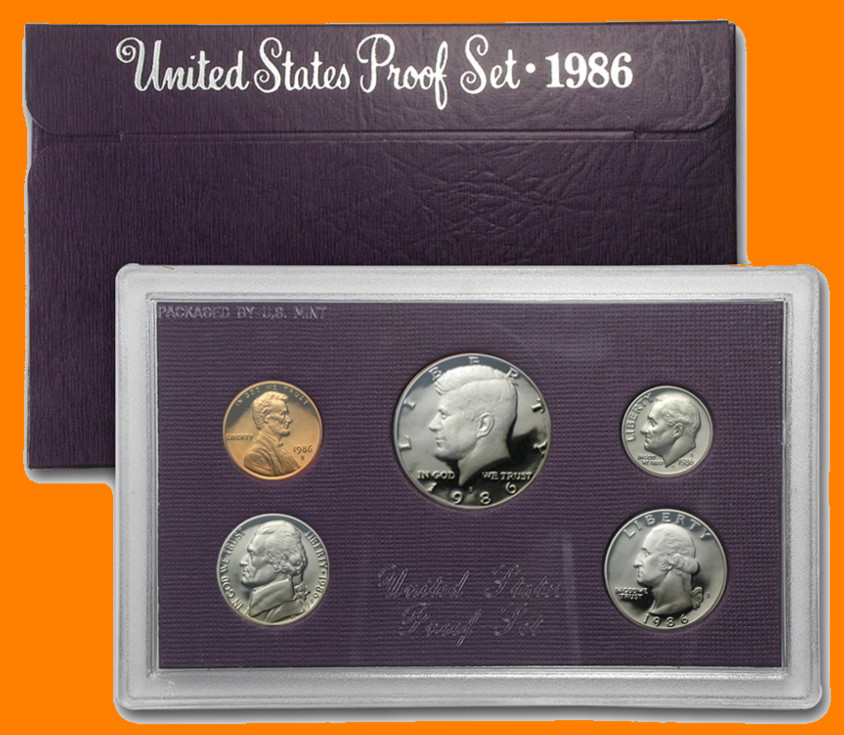 1986 US Proof Set ~ 5 Coin ~ Original Government Packaging OGP