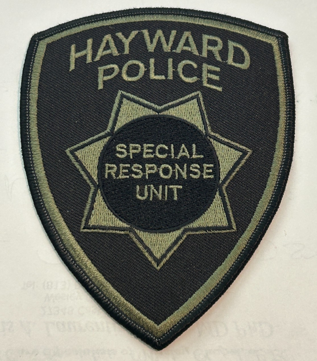 Hayward California Police Special Response Unit Green Subdued Patch Unused