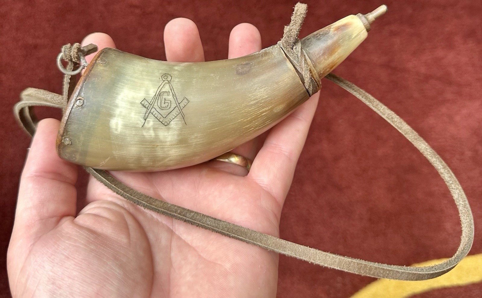 Masonic Powder Horn -Handmade and Durable For Use - Muzzleloader Accessory
