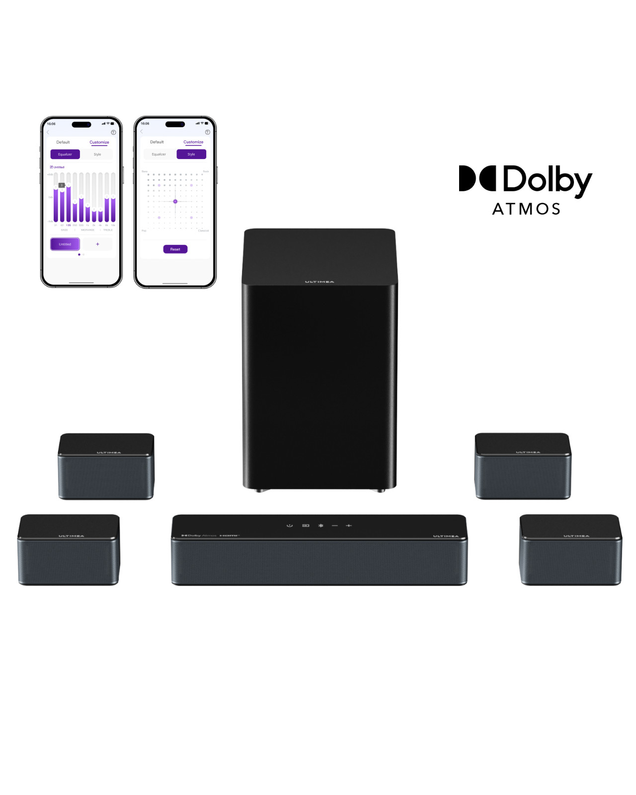 Ultimea Poseidon D80 Boom 7.1 Dolby Atmos Soundbar TV Surround sound system 500W
