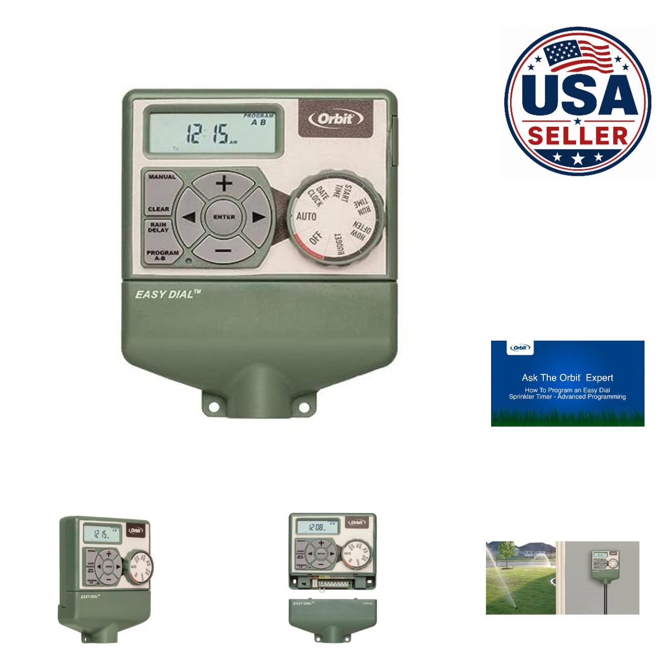Indoor Sprinkler Controller 4 Zone 24VAC Dual Program Easy Dial Irrigation Timer